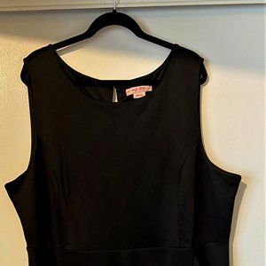 4X Black Ruffle Elastane Polyester Dress